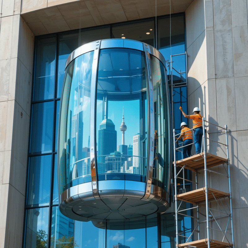 Glass capsule elevator installation in Surat